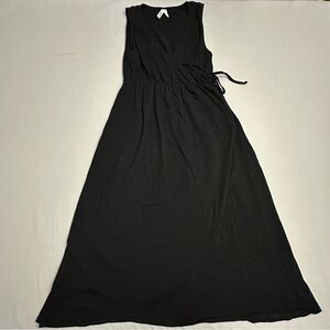 Pact Organic Dress Women’s Small S Black Sleeveless Tank Faux Wrap Knee Length